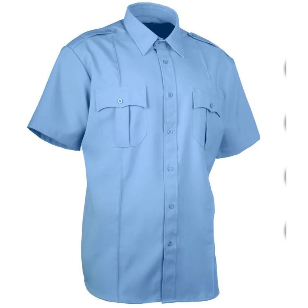EMT Firefighter‎ Polyester Short Sleeve Uniform Shirt Size Large Light Blue